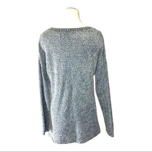 anthropologie Katsumi Soft Cozy Boho Western Fuzzy Gray Knit Fringed Sweater S - Picture 2 of 2